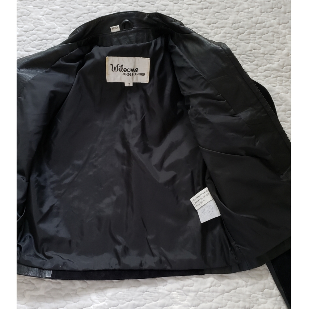 Wilson's  Black Leather/suede  1980's Moto Funk style waist jacket - Picture 13 of 15